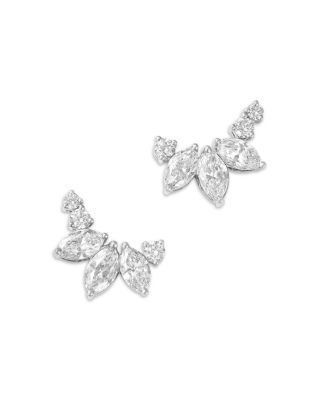 Luxe Collection Certified Lab Grown Diamond Mixed Cut Ear Climber Earrings in 14K White Gold, 2.0 tcw