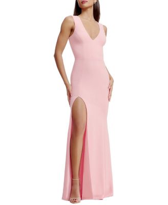  Sandra V-Neck High Slit Fitted Gown