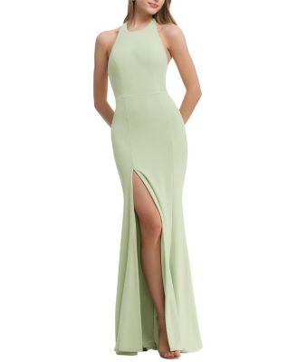  Paige Halter Neck High Slit Mermaid Gown