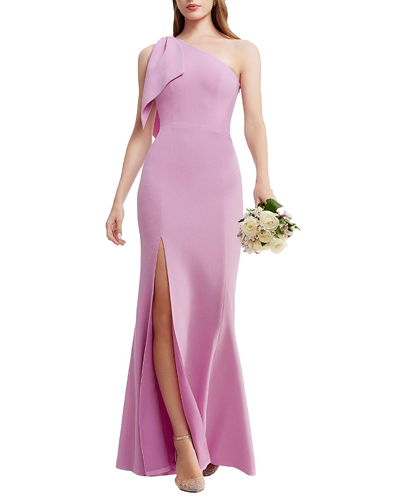 Dress The Population Georgina One Shoulder Bow Ruffle Gown