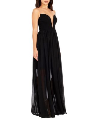 Eleanor Illusion Neck Plunge Bustier Chiffon Gown - thumbnail 3