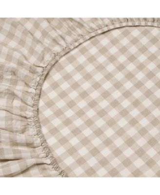  Pembroke Gingham Linen Blend Fitted Sheet, Queen