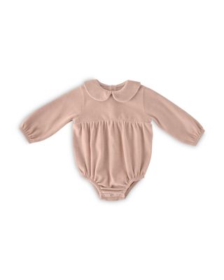 Girls' Collared Cotton Blend Velour Bodysuit - Baby