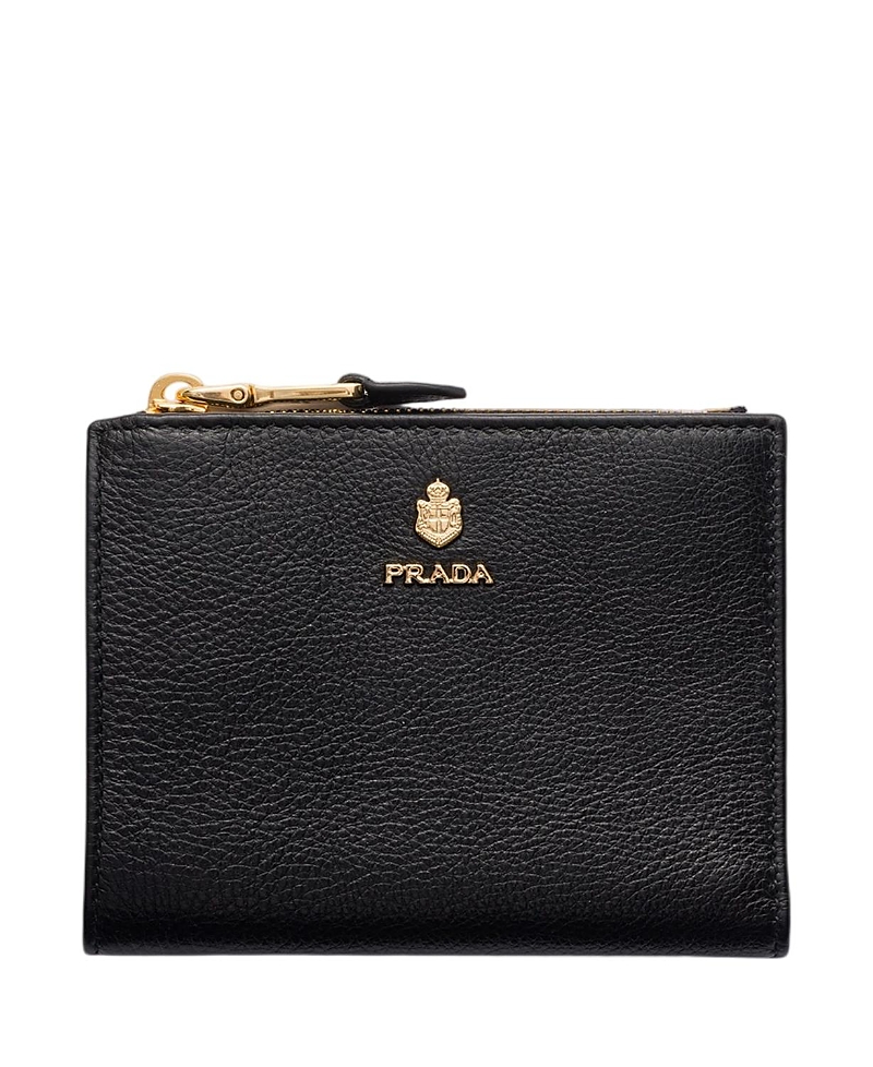 Prada Small Leather Wallet In Black