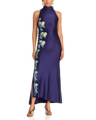 Embroidered Floral Halter Dress