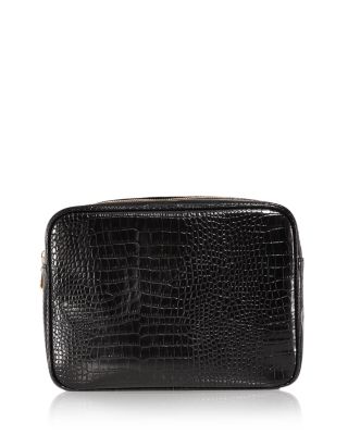 Croc Embossed Faux Leather Pouch