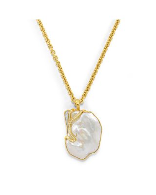 Jorge Adeler 18K Yellow Gold Sea Cultured Freshwater Baroque Pearl & Diamond Enhancer Pendant
