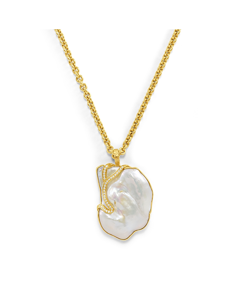 Jorge Adeler 18K Yellow Gold Sea Cultured Freshwater Baroque Pearl & Diamond Enhancer Pendant
