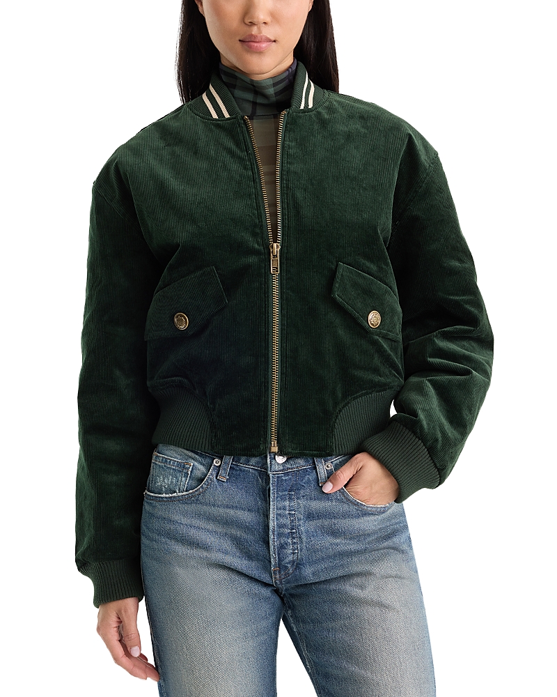 Good American The Cotton Stretch Corduroy Varsity Jacket