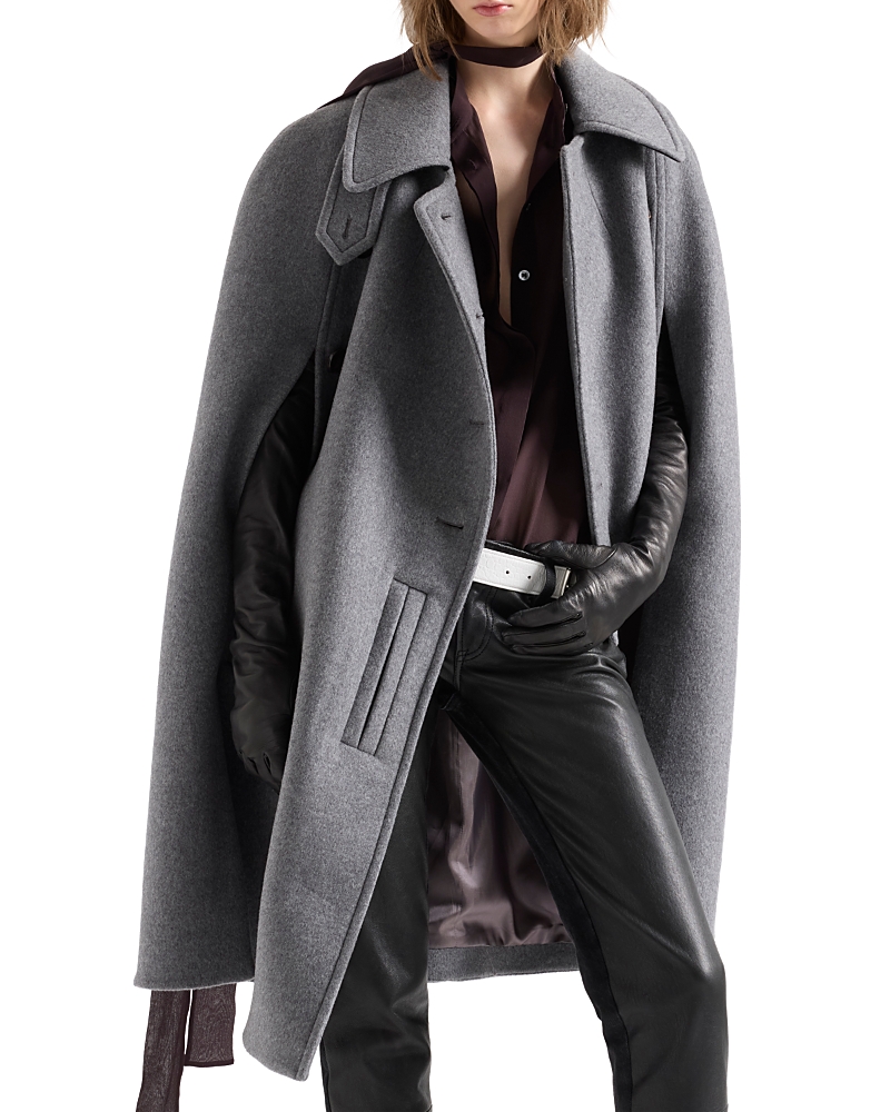 7 For All Mankind Wool Blend Double Breasted Cape Coat