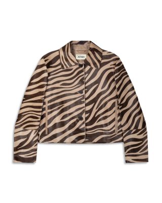 Emy Cavallino Zebra Print Leather Jacket