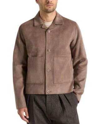 Michel Faux Suede Jacket with Revere Collar
