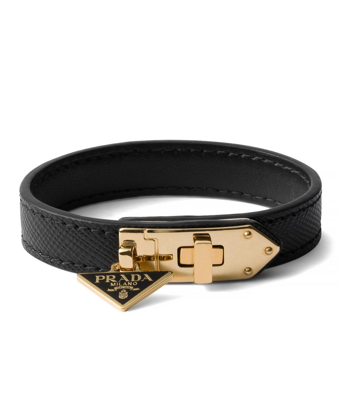 Prada Saffiano Leather Bracelet in Black