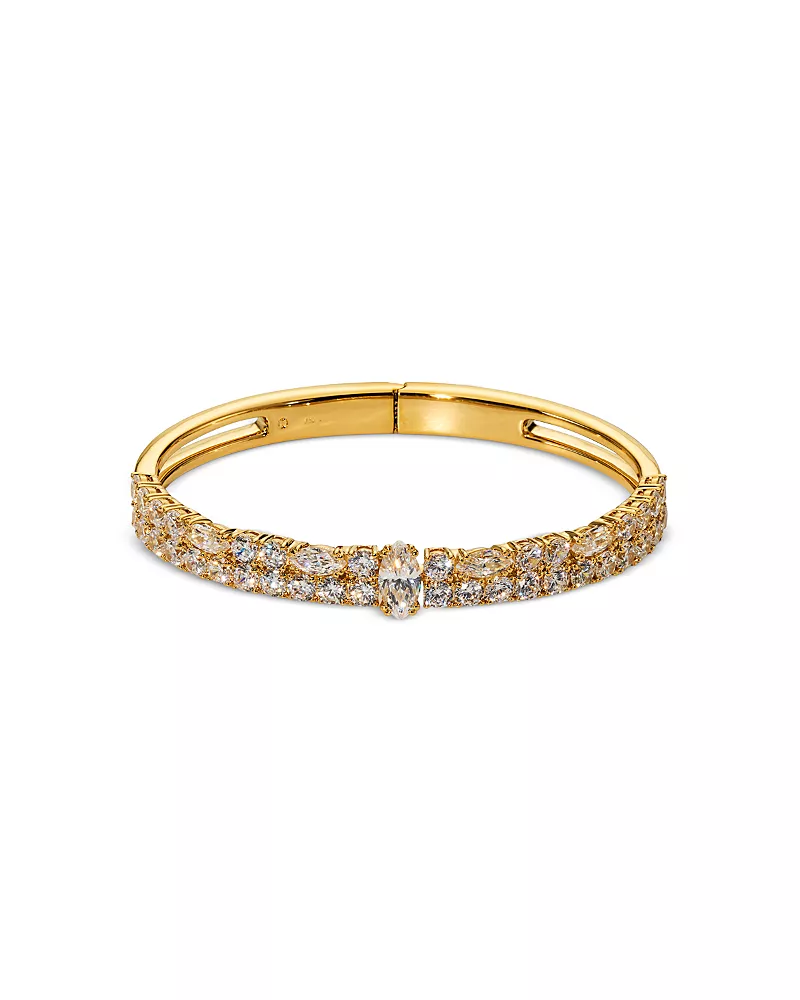 Nadri Twinnie Double Row Hinged Bangle Bracelet