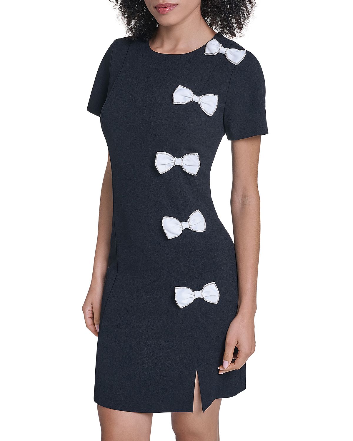 Karl Lagerfeld Paris Bow Trim Side Slit Sheath Dress