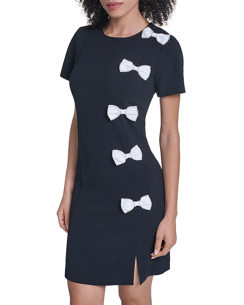 Karl Lagerfeld Paris Bow Trim Side Slit Sheath Dress