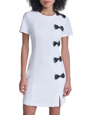 Karl Lagerfeld Paris Bow Trim Side Slit Sheath Dress