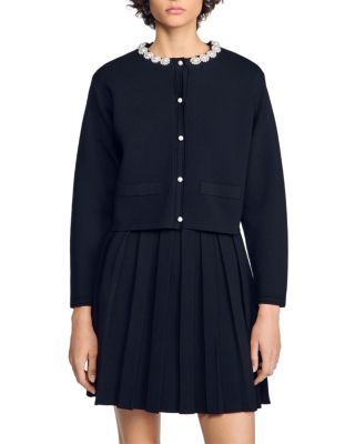 Sandro Aubrey Embellished Cropped Cardigan