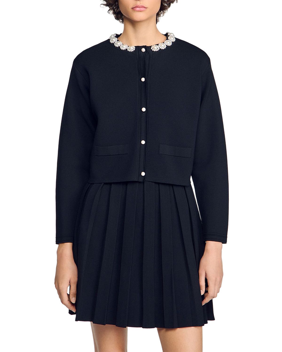 Sandro Aubrey Embellished Cropped Cardigan