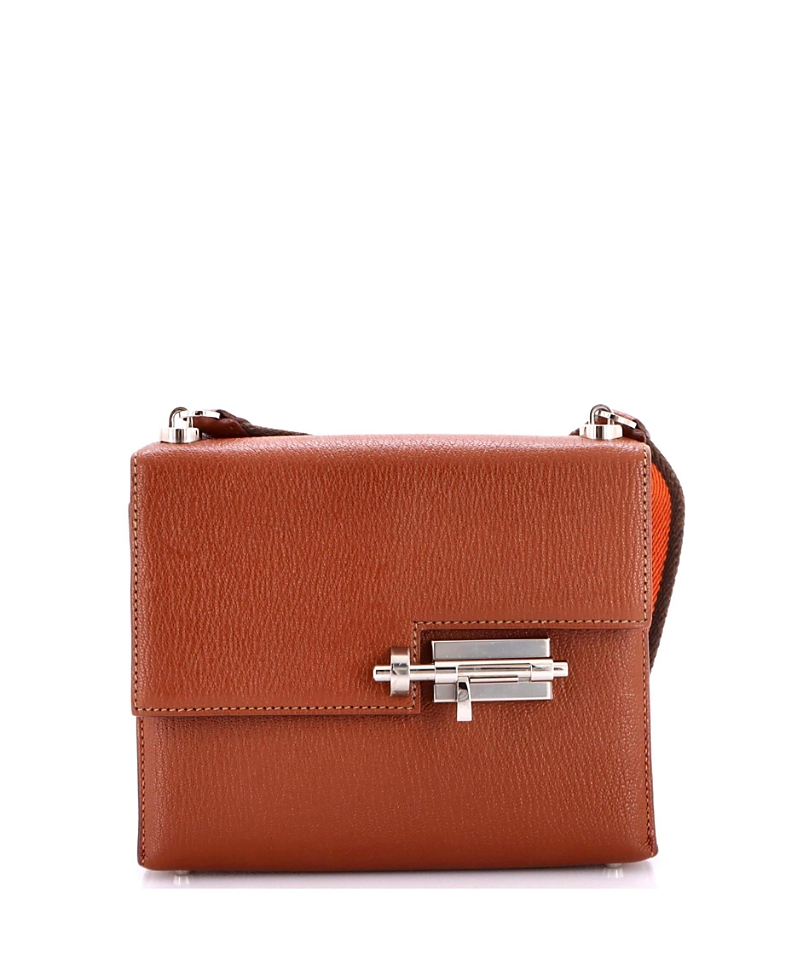 Pre-Owned HERMES Mini Verrou Leather & Canvas Crossbody