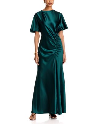 Stretch Satin Ruched Gown - Exclusive