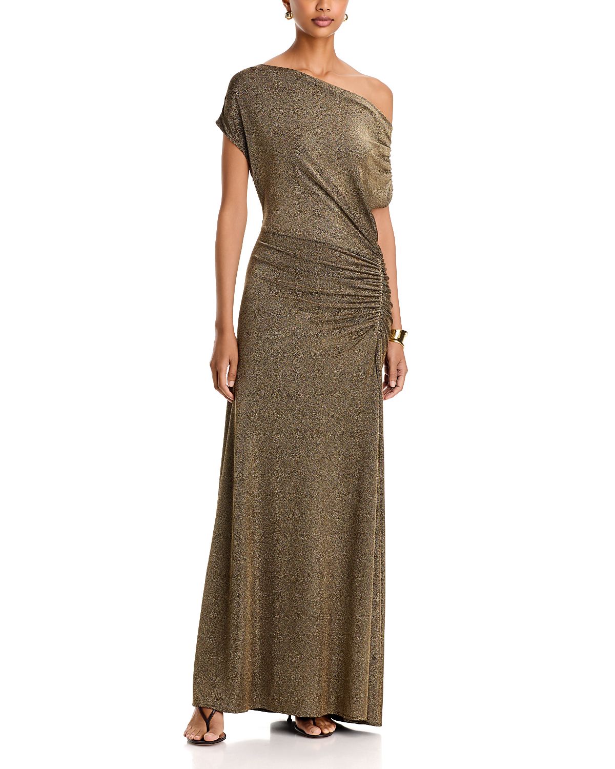 Aqua Metallic One Shoulder Dress - Exclusive