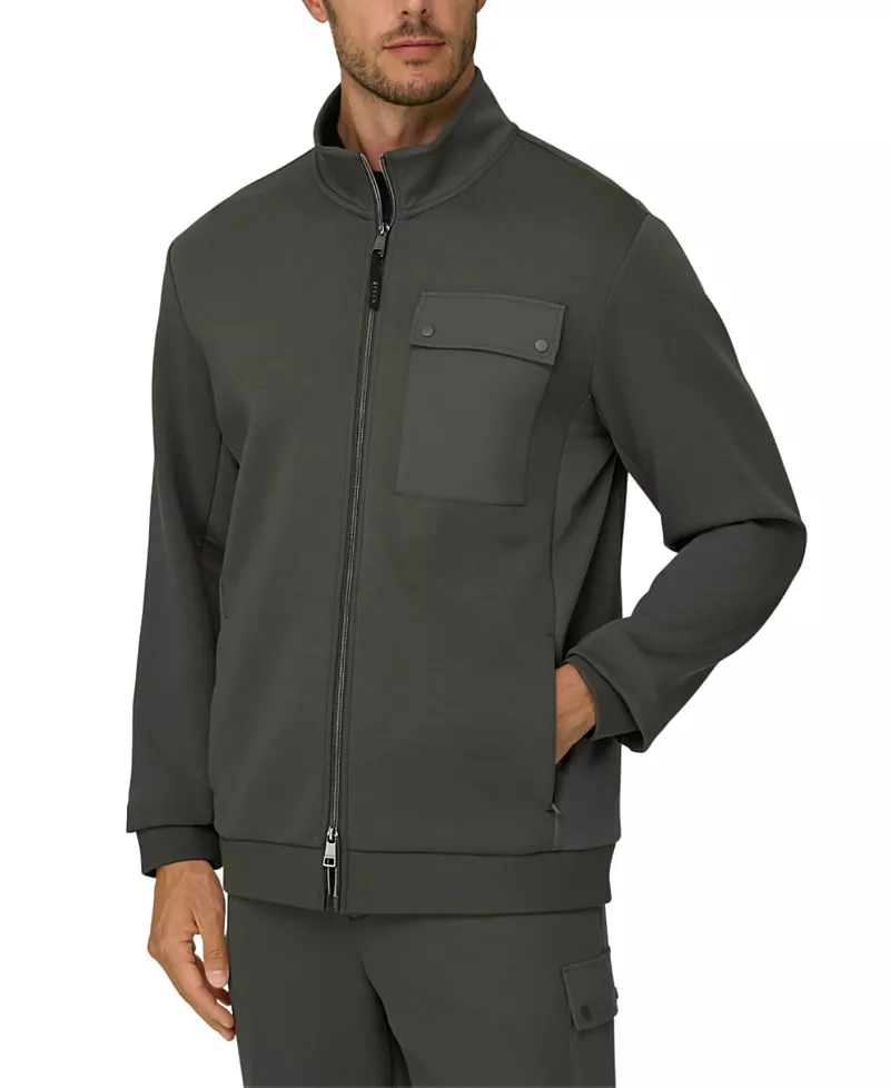 Boggi Milano Cotton Blend Scuba B Tech Full-Zip Sweatshirt