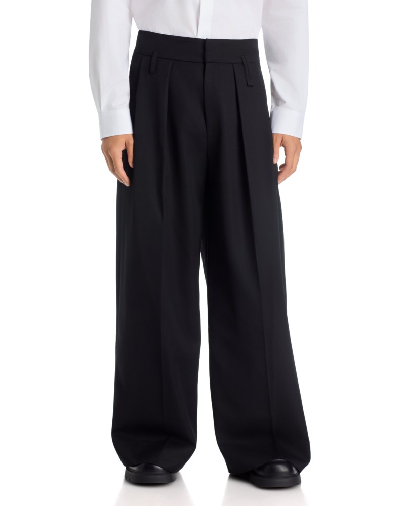 Simone Rocha Relaxed Wide Leg Pleated Pants in Black