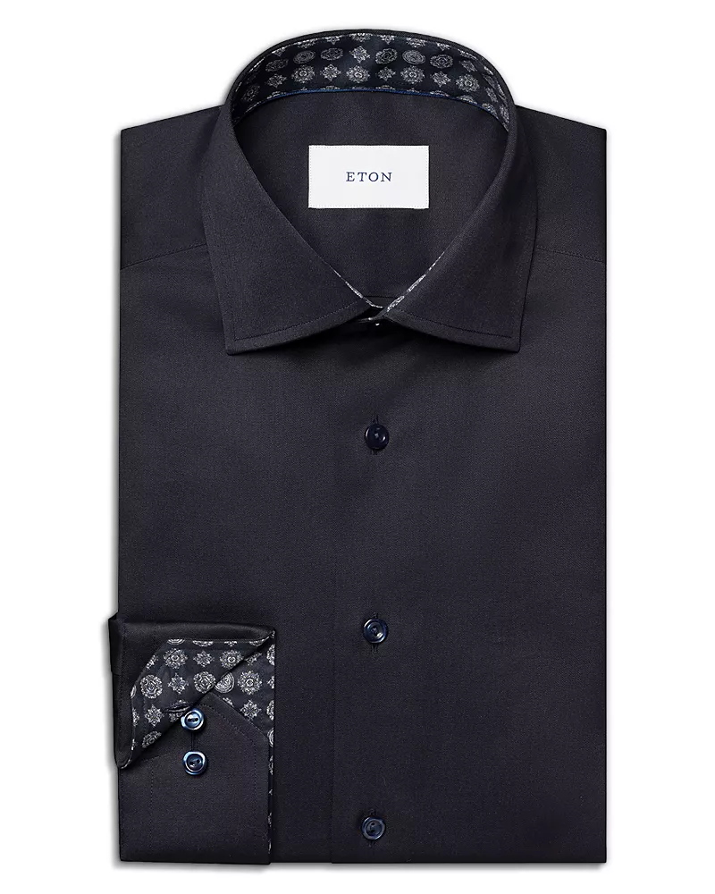 Eton Cotton Contemporary Geo Detail Solid Shirt