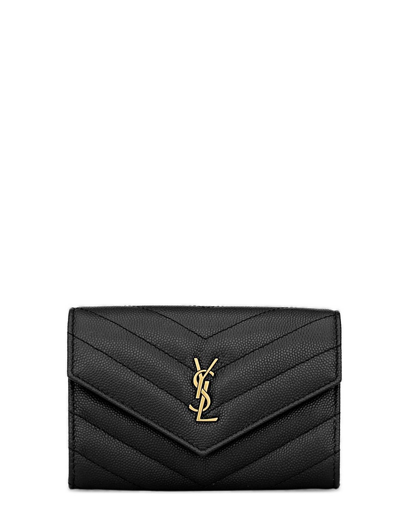 Saint Laurent Cassandre Wallet in Grain De Poudre Leather · OS