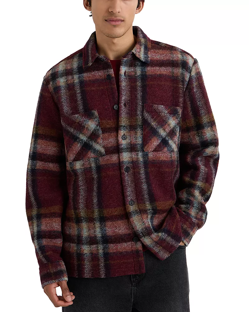 Wax London Whiting Wool Blend Check Overshirt