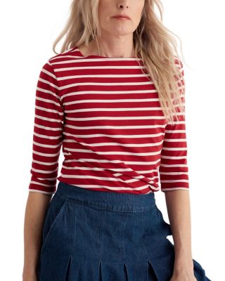  Sailor Boat Neck 3/4 Sleeve Top