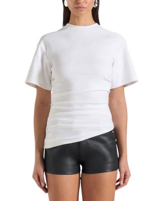 Pauline Ruched Asymmetric Cotton T-shirt