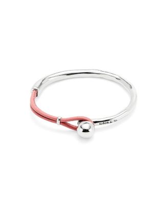 UNOde50 Sterling Silver Plated Semi-Rigid Bracelet with Pink Leather
