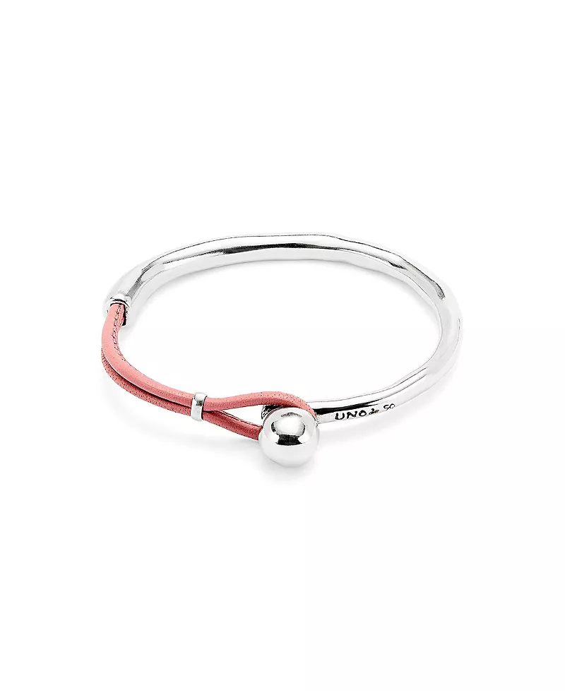 UNOde50 Sterling Silver Plated Semi-Rigid Bracelet with Pink Leather