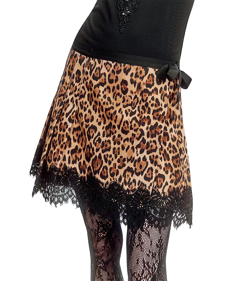 Anna Sui Leopard Denim Kilt