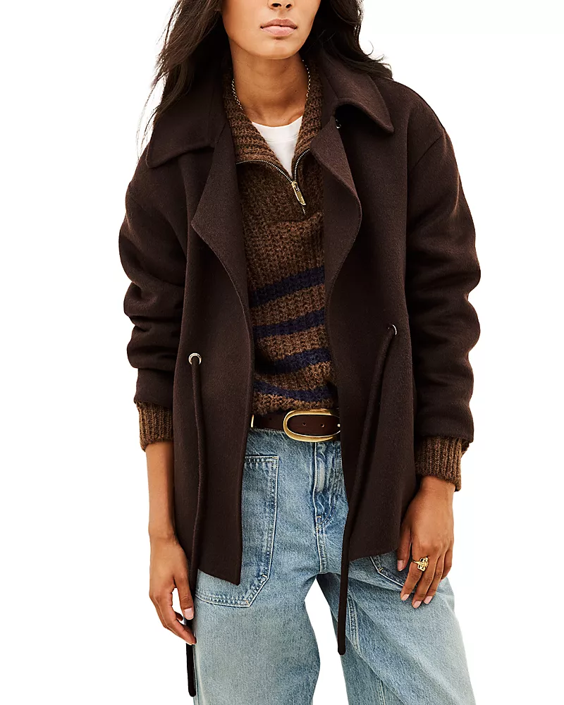 ba & sh Kam Wool Blend Double Faced Coat