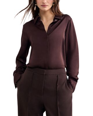 Novie Satin Button Up Shirt