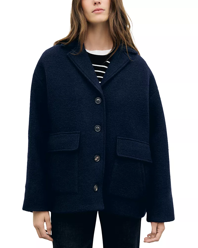 Gerard Darel Alon Wool Notch Collar Coat