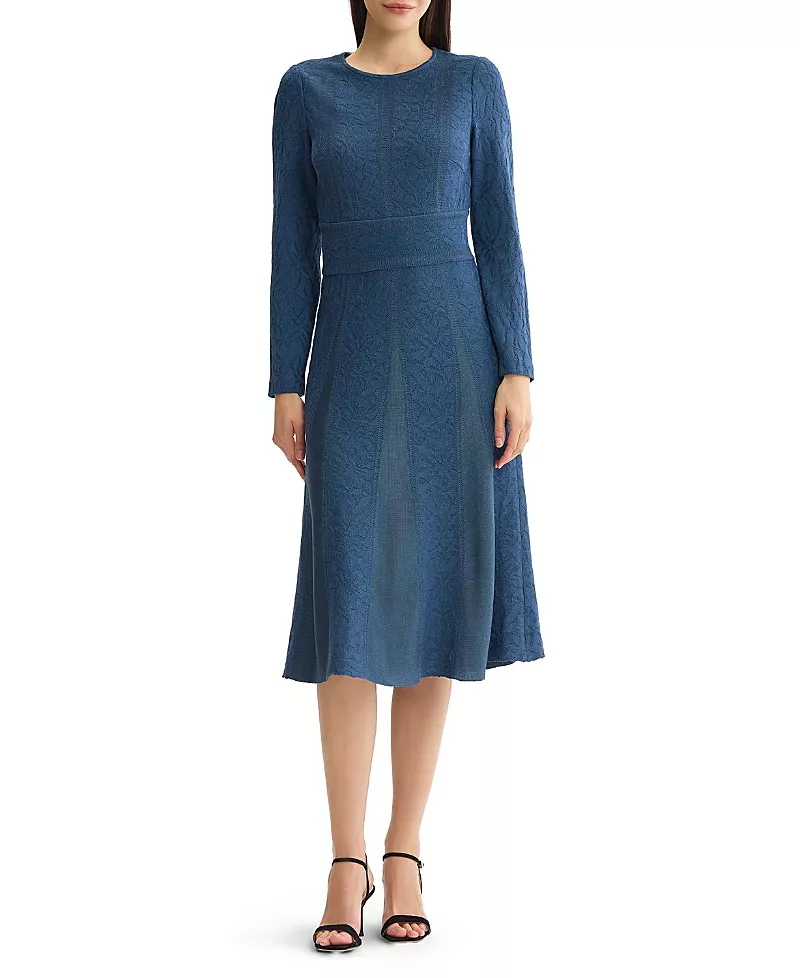 Misook Floral Pane Soft Knit Maxi Dress