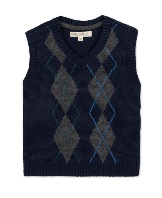 Hope & Henry Boys' Organic V-Neck Argyle Sweater Vest - Little Kid, Big Kid