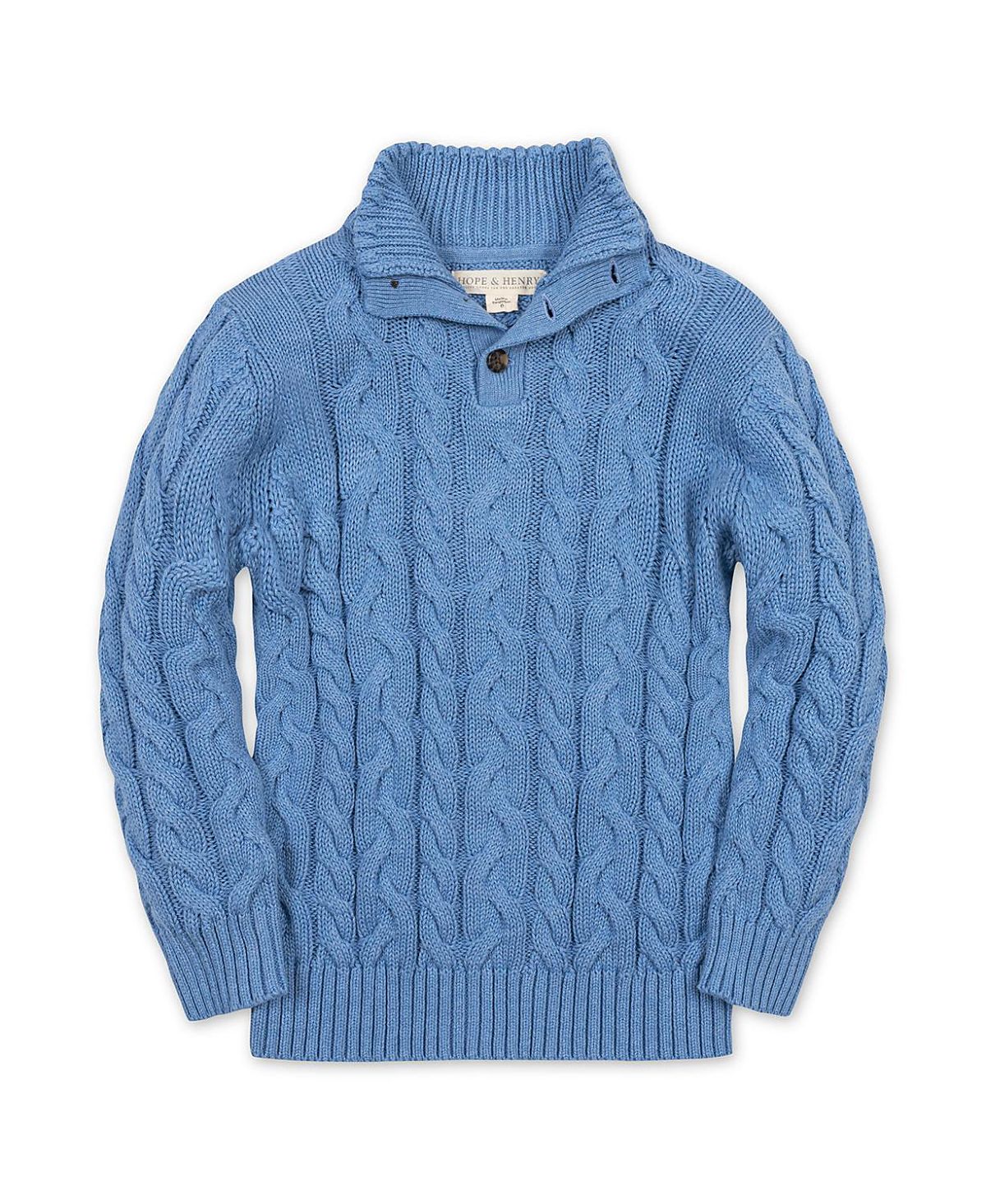 Hope & Henry Boys' Organic Mock Neck Cable Sweater - Little Kid