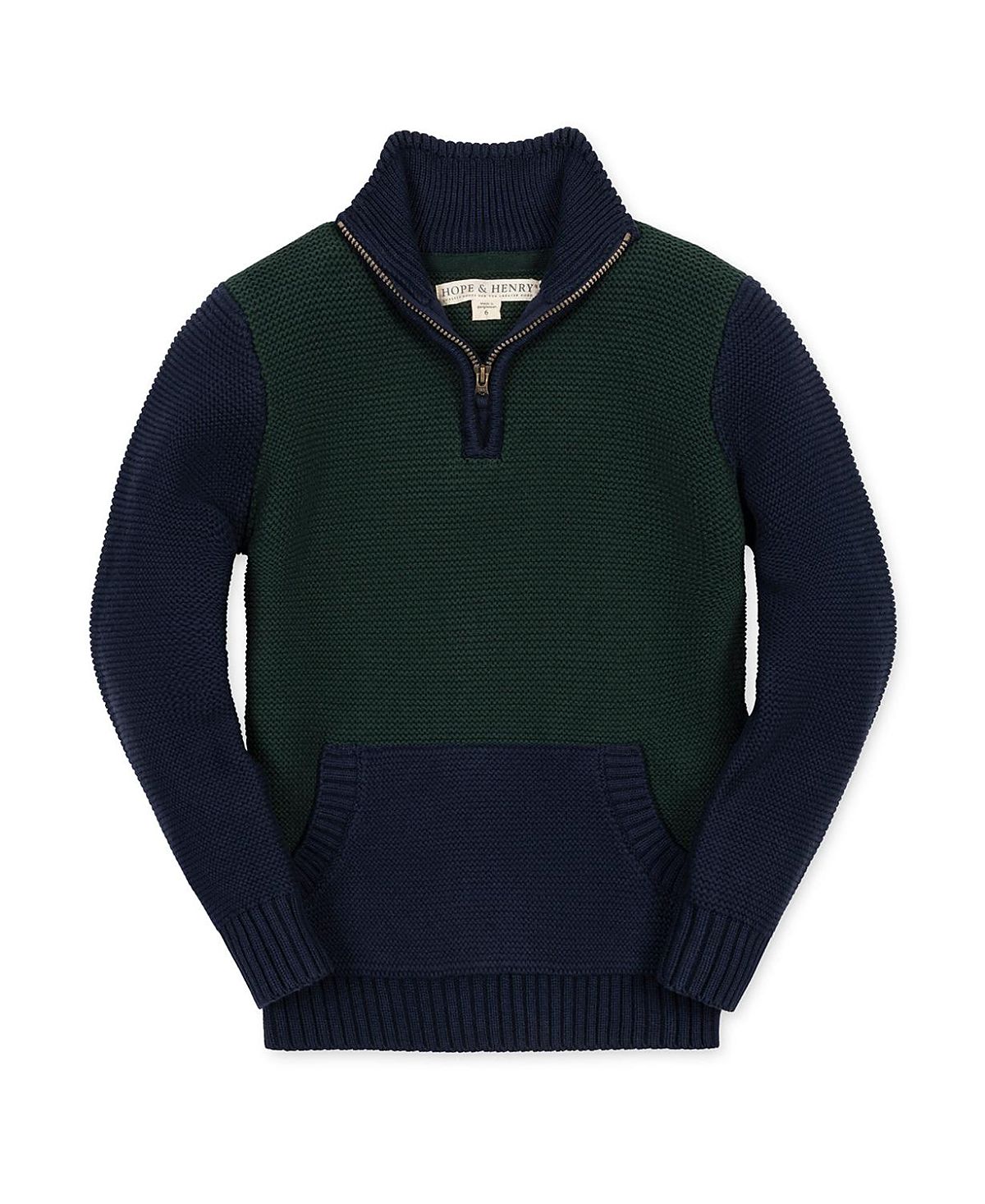 Hope & Henry Boys' Organic Half Zip Kanga Sweater - Little Kid