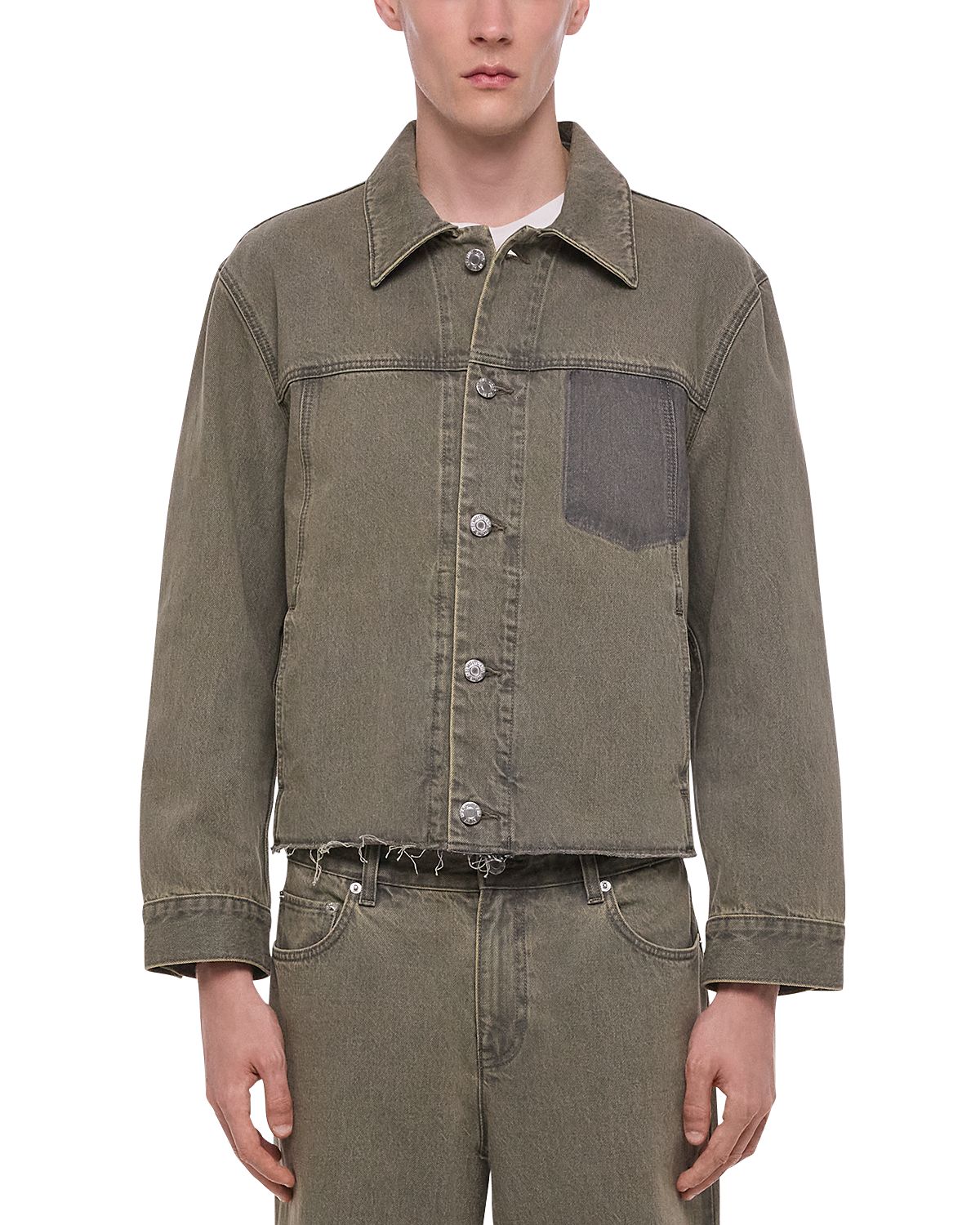Helmut Lang Cotton Raw Hem Pocket Trucker Jacket