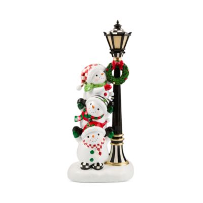 Illuminated Snowman Lamppost Figurine