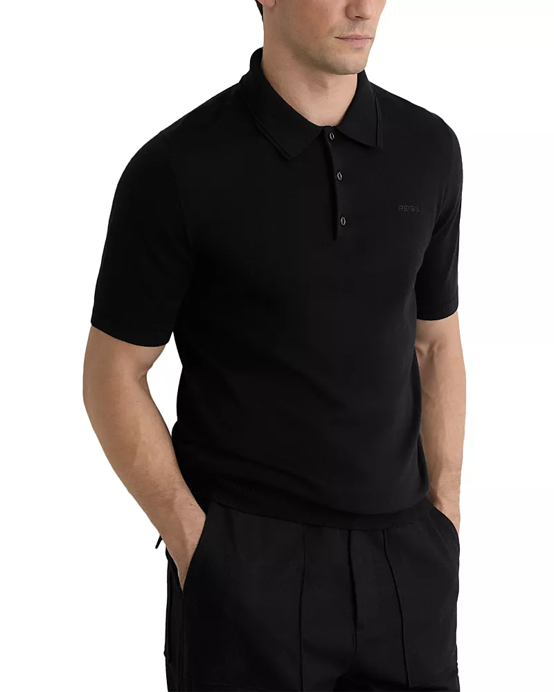Reiss Albion Merino Wool Short Sleeve Polo Sweater