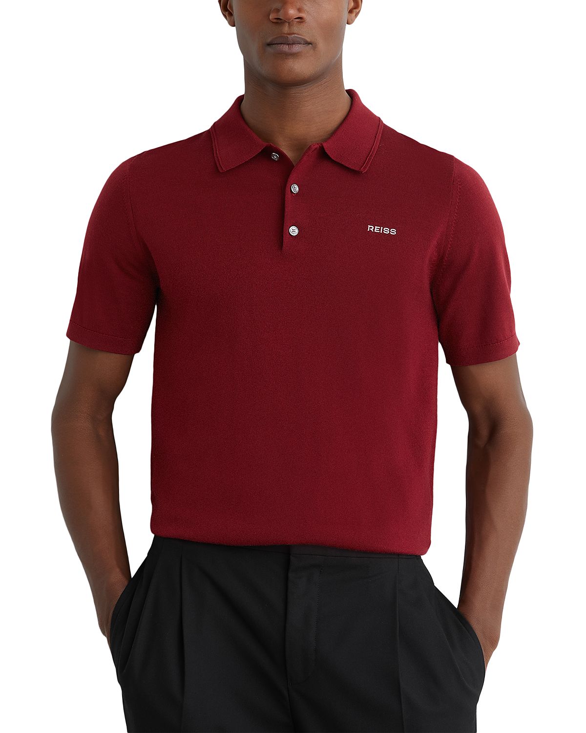 Reiss Albion Merino Wool Short Sleeve Polo Sweater