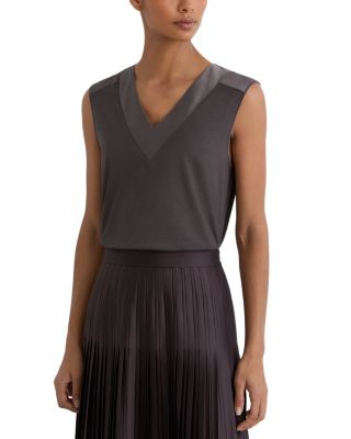 Silk Stretch Trim Sleeveless Top