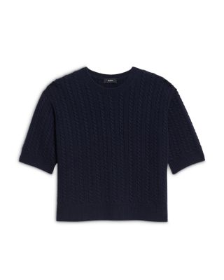 Cropped Cable Knit Cashmere Crewneck Sweater - Exclusive