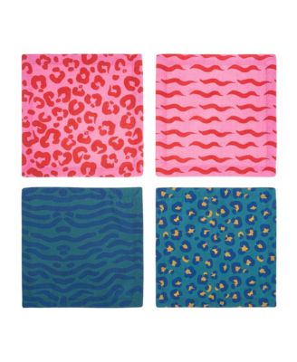  Nilufer Digital Printed Cotton Napkin 4 Pcs Set, 9.8" x 9.8"